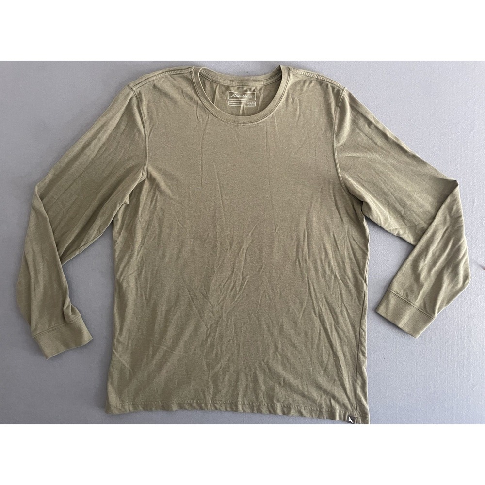 Eddie Bauer Men XL Legend Wash Shirt Long Sleeve Green Casual‎ Crewneck Cotton